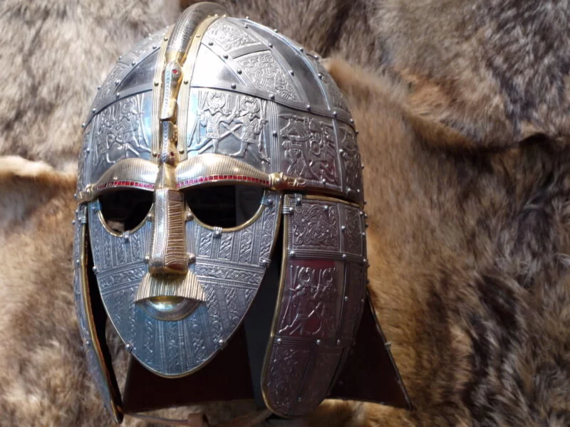 Reconstruction of an Anglo-Saxon helmet found in Sutton Hoo